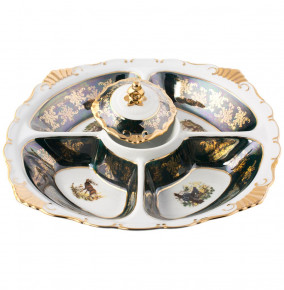 Менажница 5-ти секционная  Royal Czech Porcelain "Мария-Тереза /Охота зеленая" / 203450