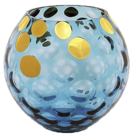 Ваза для цветов 20,5 см  Egermann &quot;Эгерманн /Аквамарин /Золотые шары&quot; / 061248