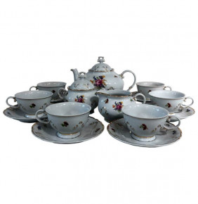 Чайный сервиз на 6 персон 15 предметов  Thun "Викомте /Полевой цветок /Золотые вензеля" / 251546