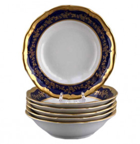 Набор салатников 19 см 6 шт  Bavarian Porcelain "Мария-Тереза /Кобальт /Золотые листики" / 093645