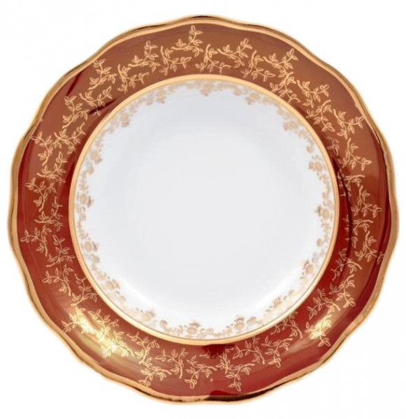 Набор тарелок 23 см  6 шт глубокие  Sterne porcelan &quot;Фредерика /Золотые листья на красном&quot; / 146163
