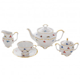 Чайный сервиз на 6 персон 15 предметов  Bavarian Porcelain "Мария-Тереза /Мелкие цветы /Отводка золото" / 097266