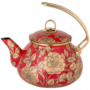 Чайник 2,2 л эмалированный красный "Agness /Золотые цветы" / 196427