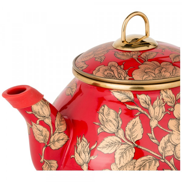 Чайник 2,2 л эмалированный красный &quot;Agness /Золотые цветы&quot; / 196427