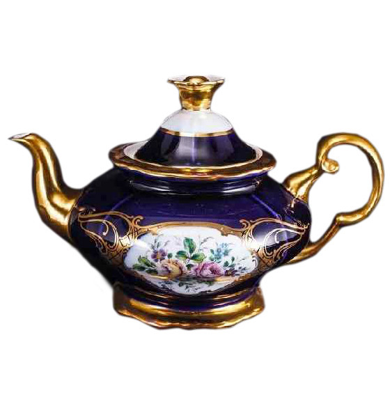 Заварочный чайник 1,2 л  Bohemia Porcelan Moritz Zdekauer 1810 s.r.o. &quot;Анжелика /Цветы /Кобальт&quot; / 057336