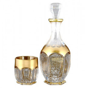 Набор для виски 7 предметов (гарфин + 6 стаканов)  Crystalite Bohemia "Сафари /Матовое золото" / 094179