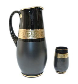 Набор для воды 7 предметов (кувшин 1,5 л + 6 стаканов) чёрный  Egermann "Версаче золото" / 029957