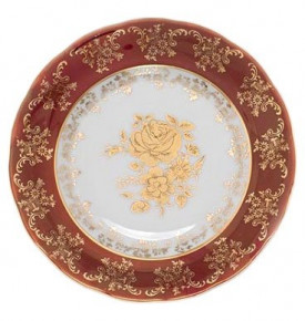 Тарелка 19 см 1 шт  Royal Czech Porcelain "Мария-Тереза /Золотая роза /Красная" / 203550