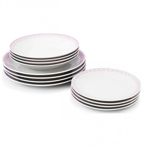 Набор тарелок 12 предметов (21, 22, 26 см)  Leander &quot;Hyggelyne /Розовые узоры&quot; / 158488