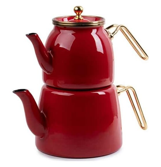 Набор чайников 2 предмета эмалированные (1 л, 2,1 л) красные  O.M.S. Collection &quot;ENAMEL COOKWARES&quot; / 295934