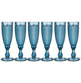 Бокалы для шампанского 200 мл 6 шт голубые  LEFARD "Гранат /Muza color" / 215425