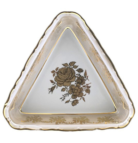 Салатник 19 см 1 шт треугольный  Royal Czech Porcelain &quot;Хаппа /Золотая роза /Бежевая&quot; / 203920