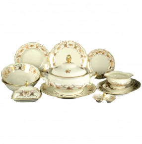 Столовый сервиз на 6 персон 28 предметов  Royal Czech Porcelain "Фредерика /Золотая роза" / 098349