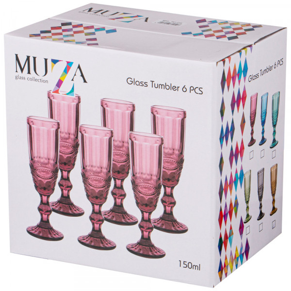 Бокалы для шампанского 150 мл 6 шт янтарные  LEFARD &quot;Серпентина /Muza color&quot; / 257587