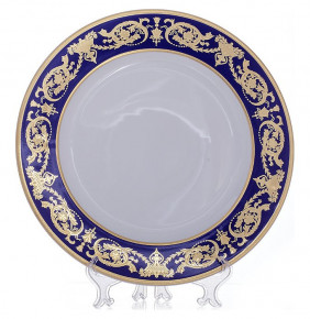 Блюдо 32 см круглое  Bavarian Porcelain "Александрия /Золотой узор на синем" / 070701