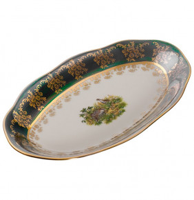 Блюдо 26 см овальное (селедочница)  Royal Czech Porcelain "Аляска /Охота зеленая" / 204843