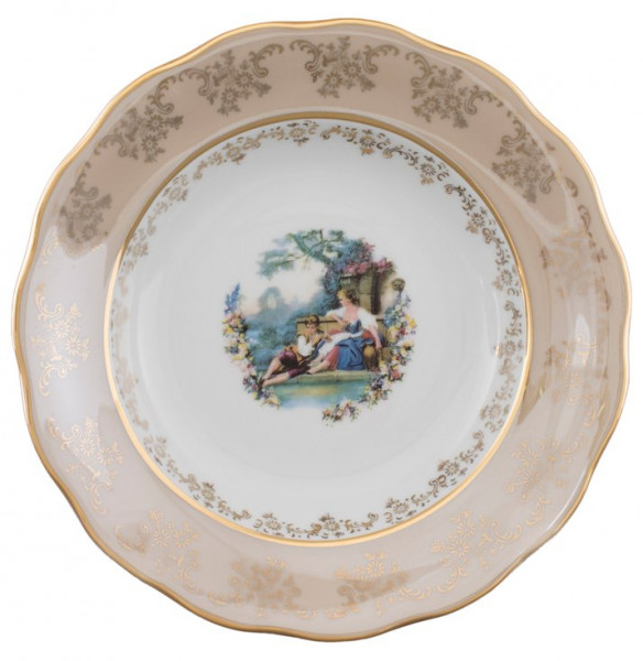 Тарелка 24 см 1 шт глубокая  Royal Czech Porcelain &quot;Аляска /Барокко бежевое&quot; / 204655