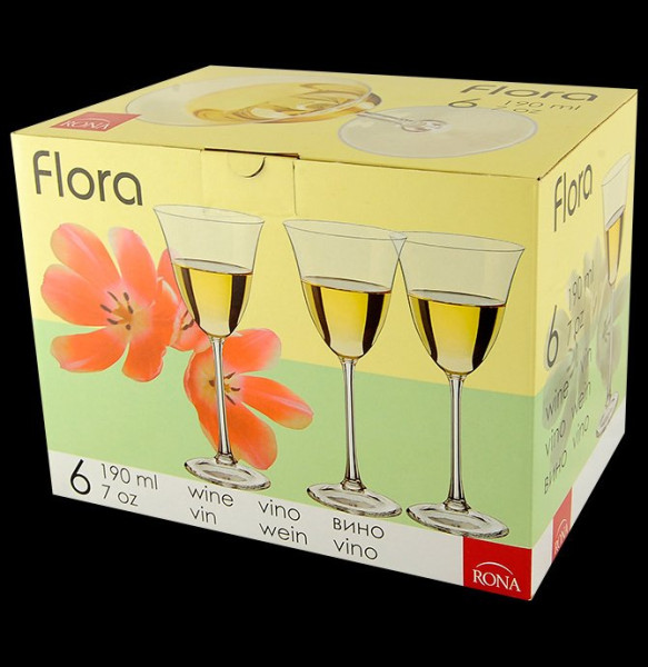 Бокалы для белого вина 190 мл 6 шт  Rona &quot;Флора /Цветочный занавес&quot; / 018418