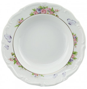 Набор тарелок 22,5 см 6 шт глубокие  Cmielow "Мария-Тереза /Цветы и бабочки" / 061473