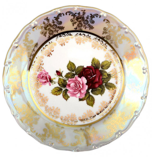 Набор тарелок 17 см 6 шт  Bohemia Porcelan Moritz Zdekauer 1810 s.r.o. &quot;Офелия /Роза перламутр&quot; / 027436