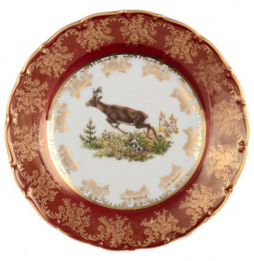 Набор тарелок 19 см 6 шт  Bohemia Porcelan Moritz Zdekauer 1810 s.r.o. "Магнолия /Охота красная" / 039483