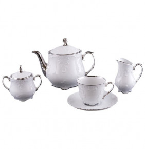 Чайный сервиз на 6 персон 15 предметов  Royal Czech Porcelain "Рококо /Отводка платина" (без чайника) / 203956