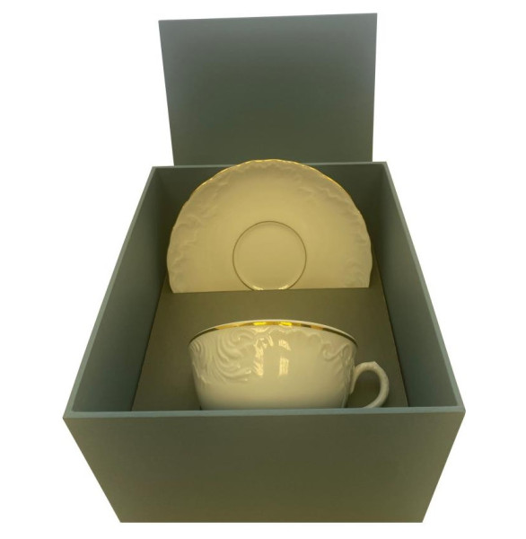 Чайная пара 220 мл  Cmielow &quot;Рококо /Две линии золото&quot; (подарочная упаковка) / 342830
