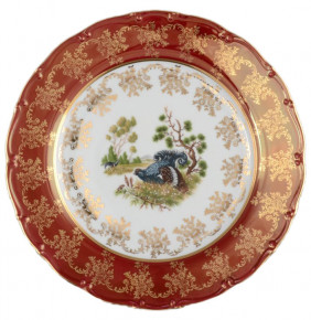 Набор тарелок 25 см 6 шт  Bohemia Porcelan Moritz Zdekauer 1810 s.r.o. "Магнолия /Охота красная" / 038335