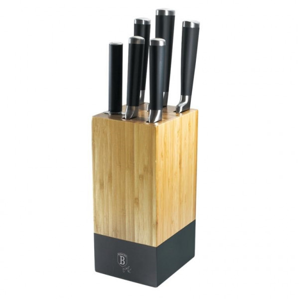 Набор ножей для кухни на подставке из бамбука 7 предметов  Berlinger Haus &quot;Black Royal Line&quot; / 156525