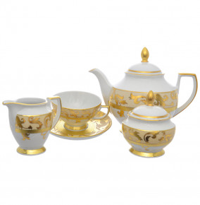 Чайный сервиз на 6 персон 15 предметов  Falkenporzellan "Тоска /Бежевая /Золотые цветы" / 277407