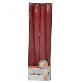 Свечи конусные 24,5 х 2,4 см 4 шт "Тёмно-красные /Bolsius" / 257286