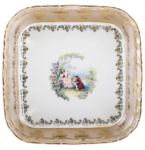 Салатник 24 см квадратный  Royal Czech Porcelain &quot;Львов /Барокко бежевое&quot; / 203603