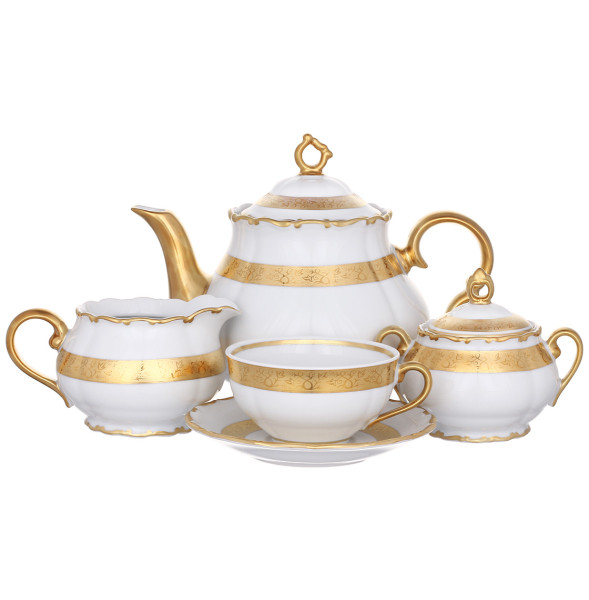 Чайный сервиз на 6 персон 15 предметов  Leander &quot;Офелия /Золотая лента&quot; / 309907