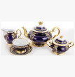 Чайный сервиз на 6 персон 15 предметов  Bohemia Porcelan Moritz Zdekauer 1810 s.r.o. &quot;Анжелика /Золотые вензеля /Кобальт&quot; / 034118