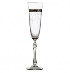 Бокалы для шампанского 190 мл 6 шт  Crystalite Bohemia "Проксима /436528 /Панто /Платиновый кант" / 155655