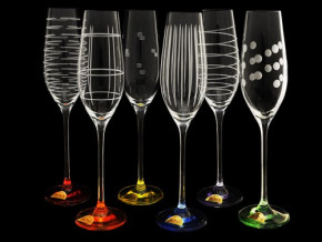 Бокалы для шампанского 210 мл 6 шт  Rona "Celebration /Разноцветные" / 061198
