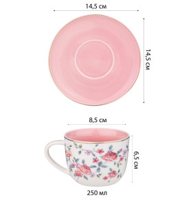 Набор чайных пар 250 мл 6 шт  LEFARD "Blossom /С розами" ассорти / 323085
