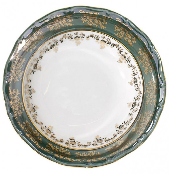 Салатник 24 см  Royal Czech Porcelain &quot;Мария-Тереза /Зелёная /Золотые листики&quot; / 203369