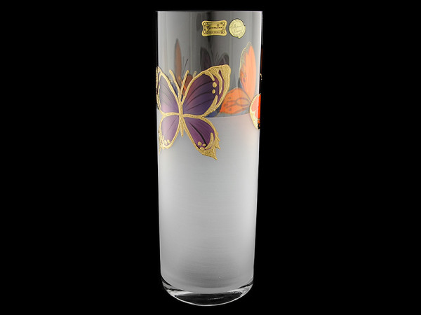 Ваза для цветов 30 см прозрачно-матовая  Egermann &quot;Эгерманн /Тропические бабочки&quot; / 095373