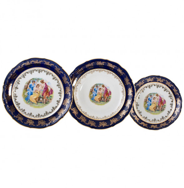 Набор тарелок 18 предметов (19, 23, 25 см)  Royal Czech Porcelain &quot;Мария-Тереза /Мадонна кобальт&quot; / 203398