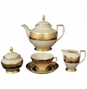 Чайный сервиз на 6 персон 15 предметов  Falkenporzellan "Констанц /Величественное золото" крем. / 043653