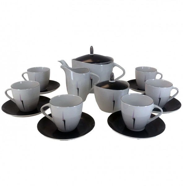 Чайный сервиз на 6 персон 15 предметов  Thun &quot;Сильвия /Сиренево-чёрная стрела&quot; / 232112