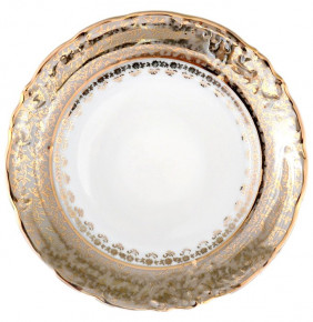 Набор тарелок 25 см 6 шт  МаМ декор "Фредерика /Бежевая с золотыми листиками" / 065056