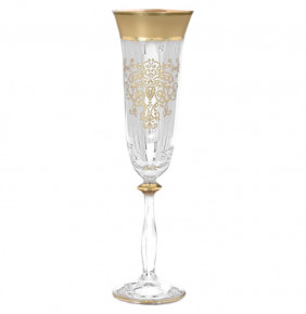 Бокалы для шампанского 190 мл 6 шт  Bohemia "Анжела /Матовая полоса /золотая роспись" B-G  / 125705