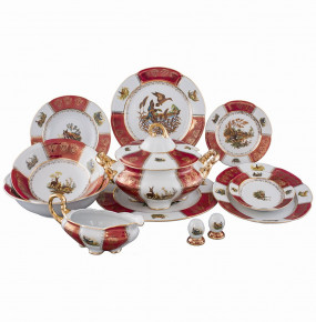 Столовый сервиз на 6 персон 26 предметов  Royal Czech Porcelain "Болеро /Охота красная" / 204684