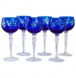 Бокалы для белого вина 190 мл 6 шт синие  Aurum Crystal &quot;Резные цветные&quot; / 152086