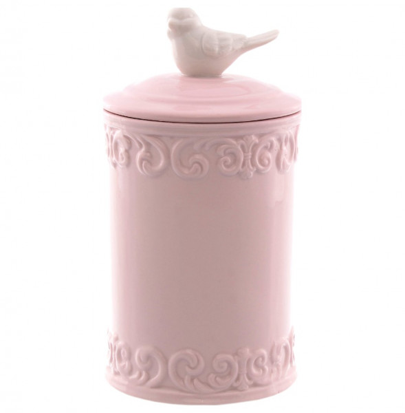 Ёмкость для сыпучих продуктов с крышкой розовая &quot;Птичка /Royal Classics&quot; / 150235