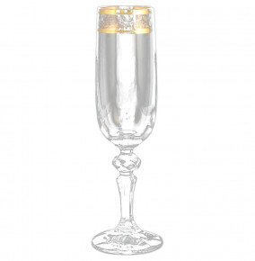Бокалы для шампанского 180 мл 6 шт  Crystalite Bohemia "Мирель /Золотые листики" / 101194