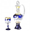 Набор для вина 7 предметов (графин 750 мл + 6 бокалов по 190 мл)  Bohemia &quot;Матовые листики /Золото на синем&quot; / 038823