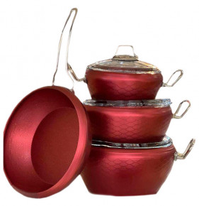 Набор посуды 7 предметов антипригарное покрытие красный  O.M.S. Collection "GRANITE SETS" / 284041